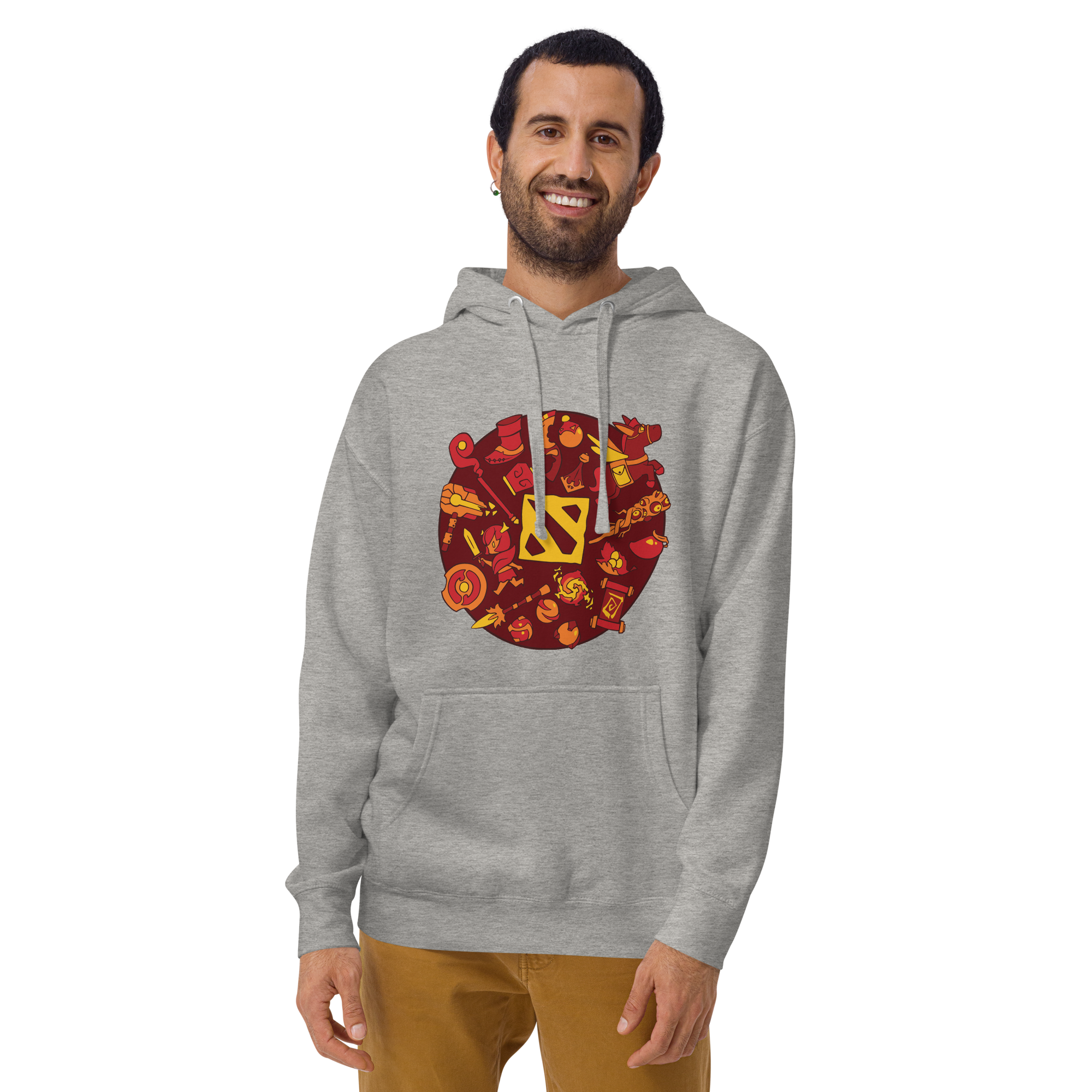 Red Circle Hoodie - Heather Grey
